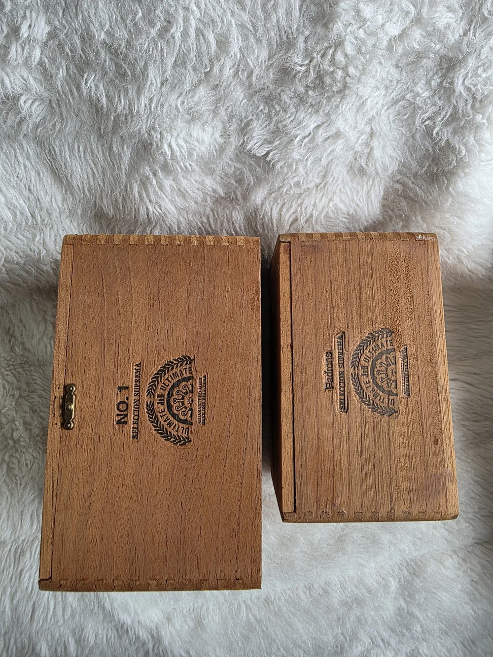 2 J.R Vintage Cigar Wooden Storage Box Set - Natural Brown Home Organizer